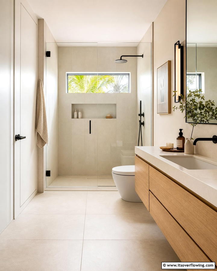Large Format Porcelain Tiles - 25 Small Bathroom Flooring Ideas for Stylish and Durable Floors