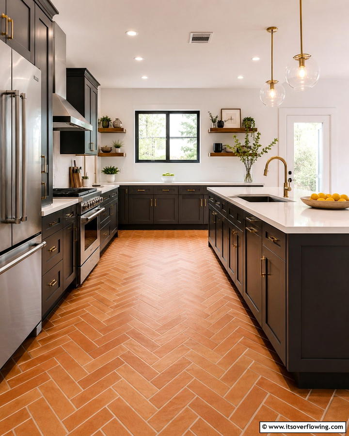 Large Format Terracotta Tiles - 25 Terracotta Kitchen Floor Ideas for a Rustic Charm