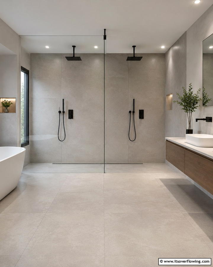Large Format Tiles - 30 Shower Floor Tile Ideas for Slip-Resistant Style