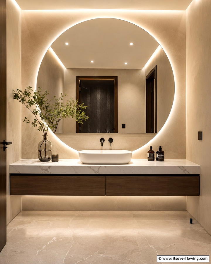 Large Mirror to Enhance Light - 25 Small Powder Room Ideas for Stylish Spaces