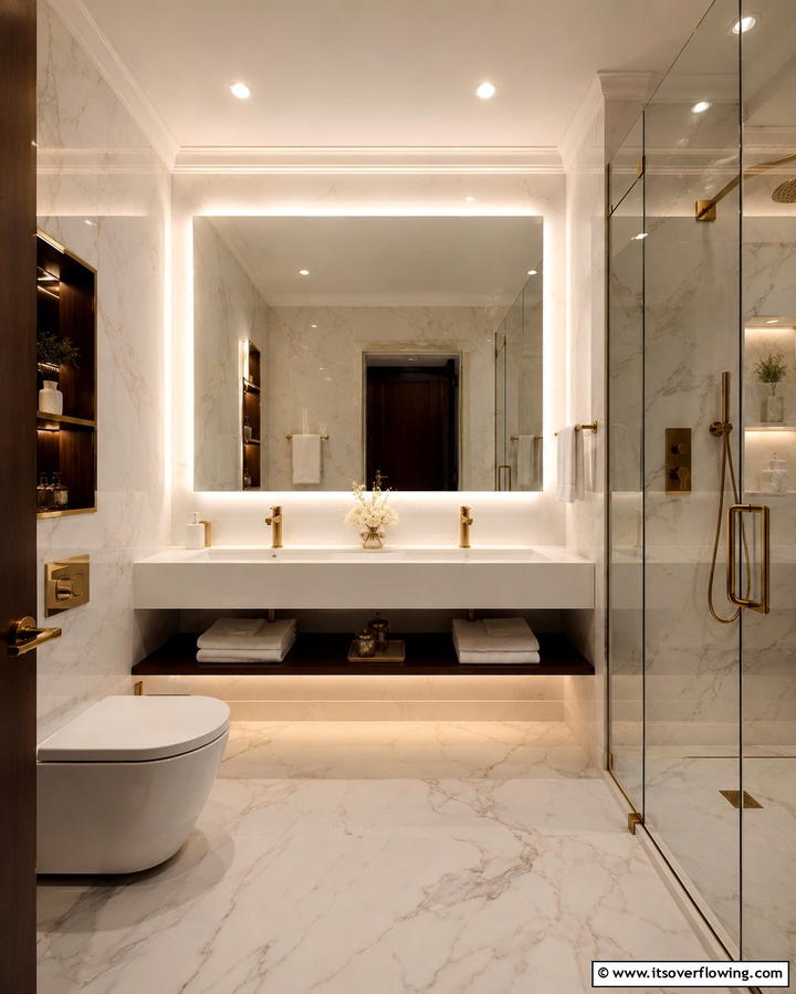 Large Mirrors with Backlighting - 25 Small Ensuite Design Ideas for Compact Bathrooms