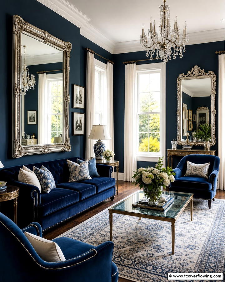 Large Mirrors - 25 Dark Living Room Ideas for a Moody and Chic Space