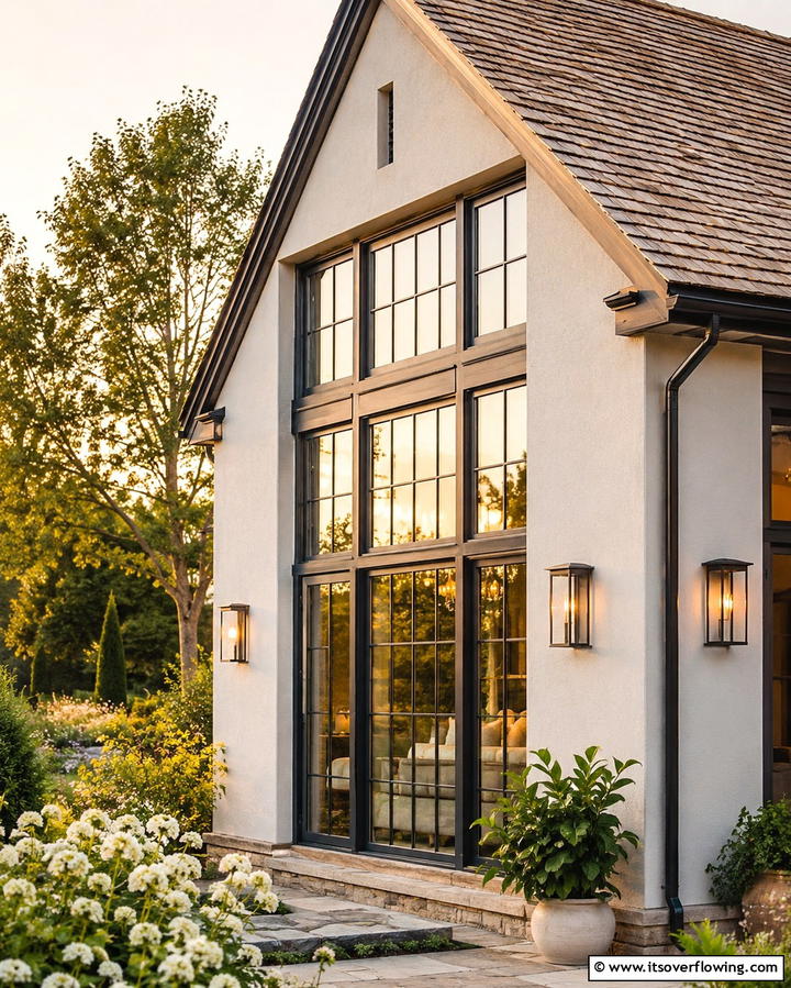 Large Paned Windows for Bright Interiors - 25 Modern Cottage House Exterior Ideas for a Charming Look