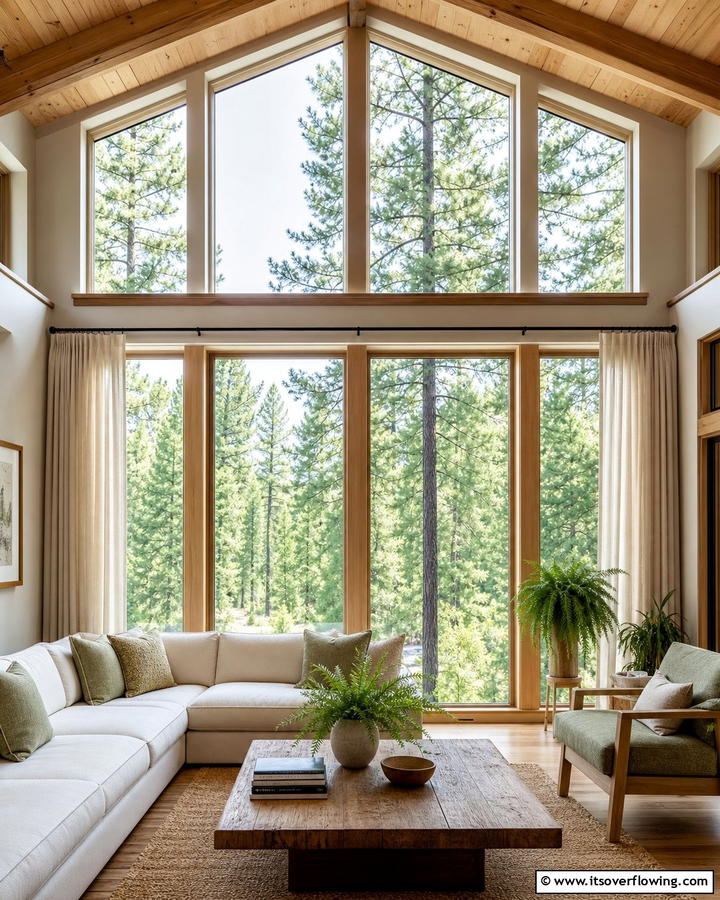 Large Picture Windows - 20 Cabin Living Room Ideas for Cozy Comfort