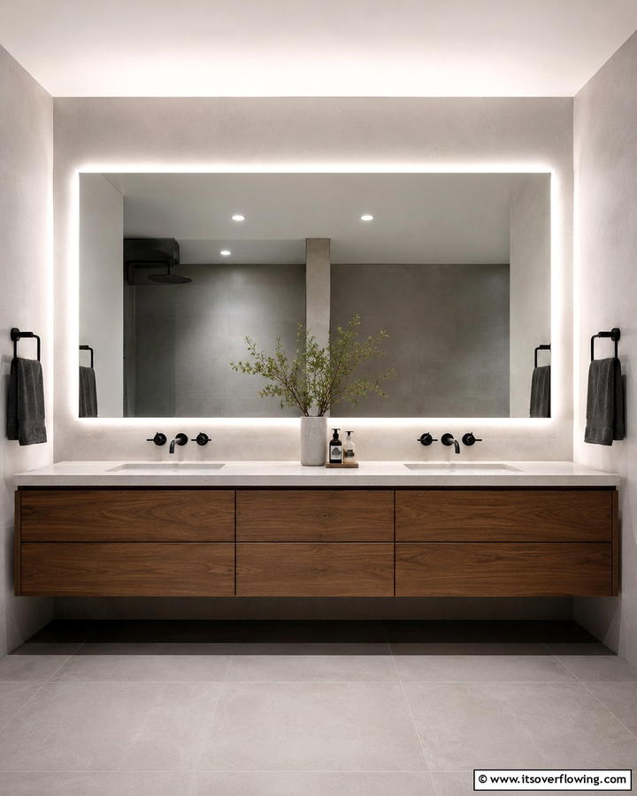 Large Vanity Mirrors - 25 Spa-Like Bathroom Ideas for a Relaxing Retreat