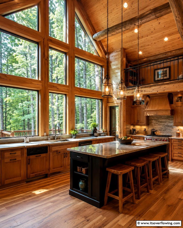 Large Windows for Natural Light - 25 Log Cabin Kitchen Design Ideas for a Rustic Look