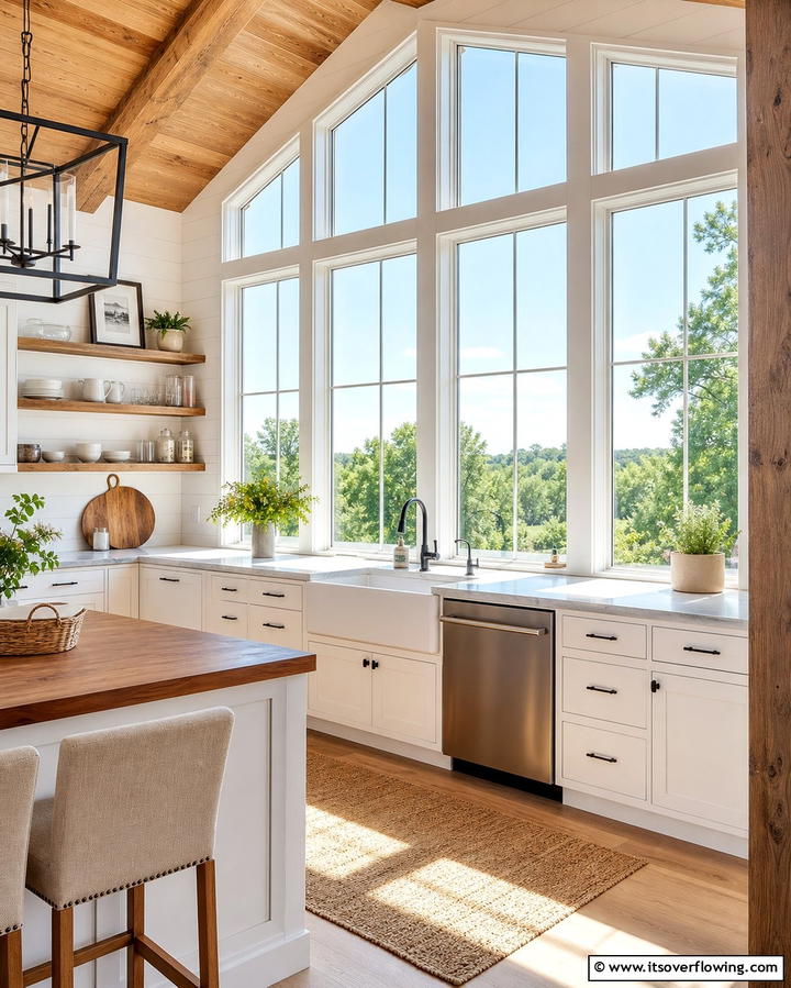 Large Windows for Natural Light - 25 Barndominium Kitchen Ideas for a Rustic and Modern Space