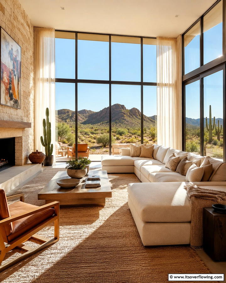Large Windows for Natural LightExact - 30 Warm Southwestern Living Room Decor Concepts