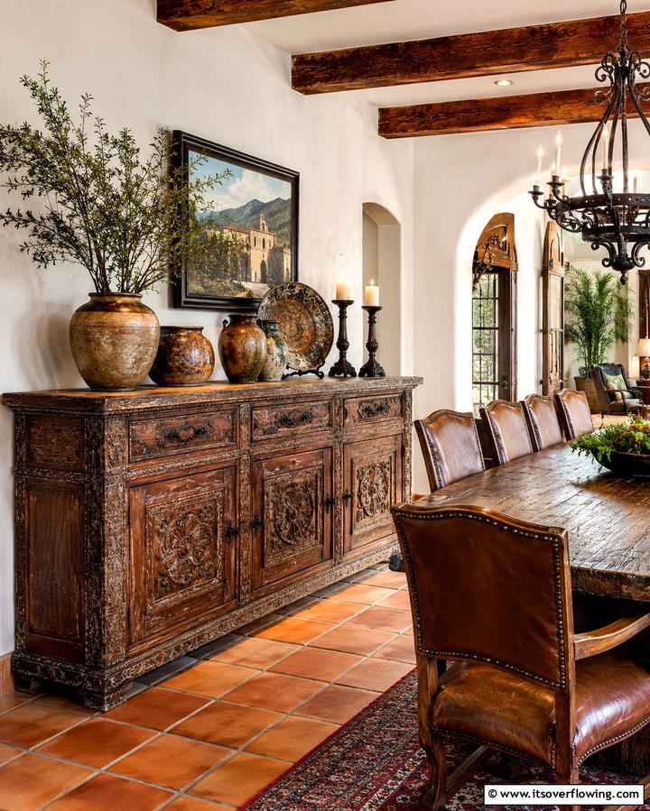 Large Wooden Sideboards - 20 Spanish Style Dining Room Ideas for a Chic Look