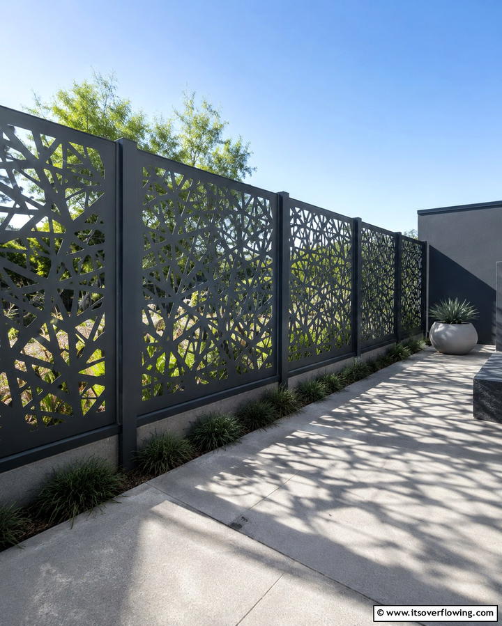 Laser Cut Metal Patterns - 30 Decorative Fence Ideas to Enhance Your Yard’s Aesthetic