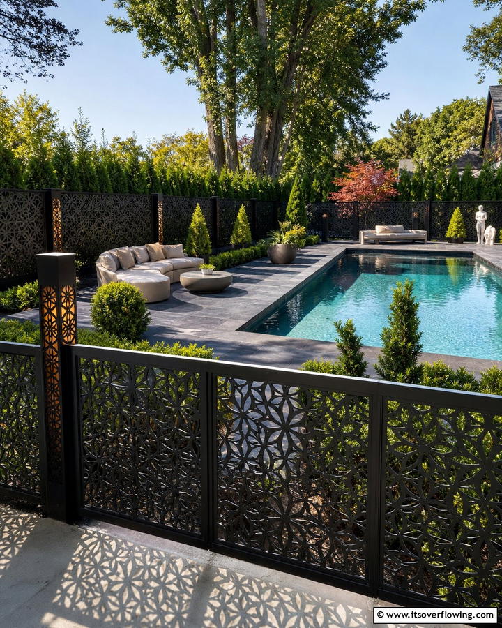 Laser Cut Metal Pool Fence - 20 Stylish Pool Fence Ideas for Safety and Aesthetics