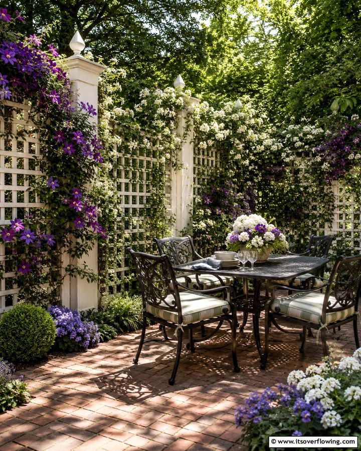 Lattice Panels with Climbing Plants - 25 Privacy Patio Ideas for a Secluded Outdoor Oasis