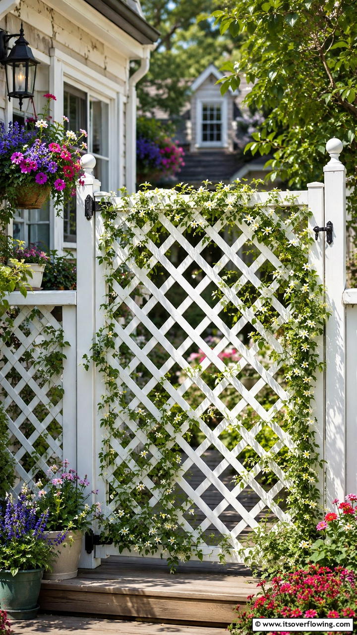 Lattice Patterned Gate - 30 Deck Gate Ideas for Safety and Outdoor Style