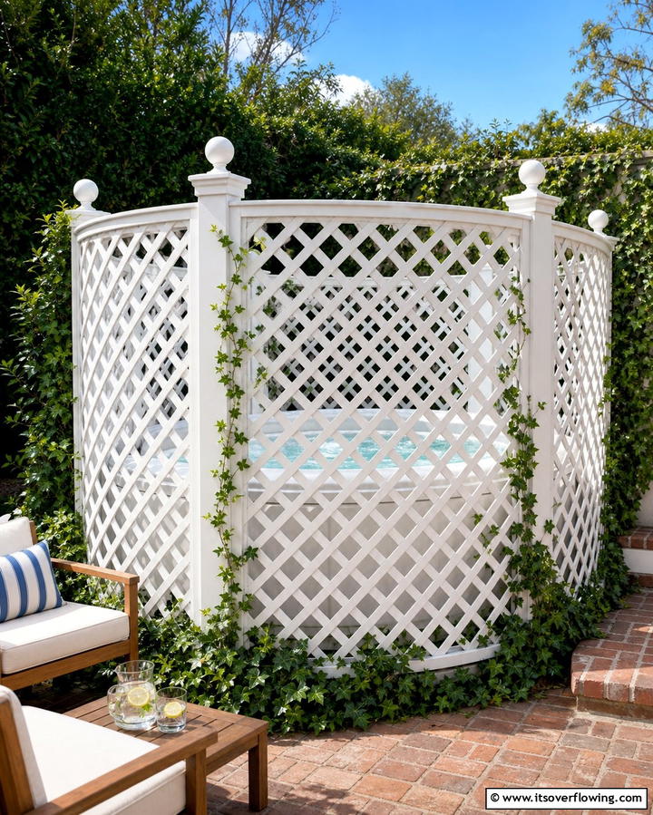 Lattice Privacy Panels - 25 Hot Tub Enclosure Ideas for Year-Round Relaxation