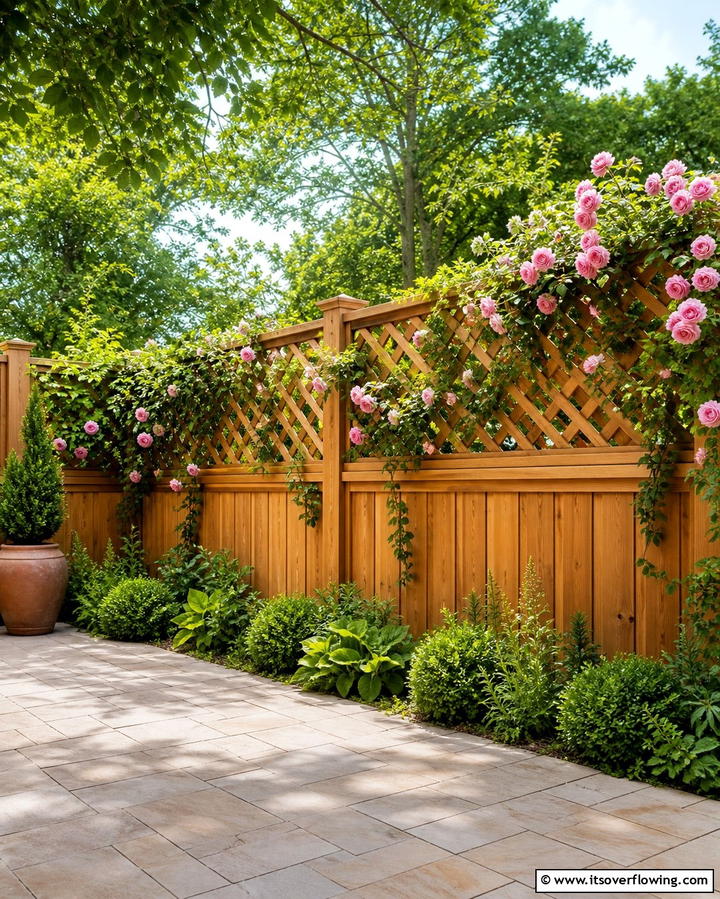 Lattice Top Wood Fence - 25 Wood Fence Ideas to Enhance Your Outdoor Space