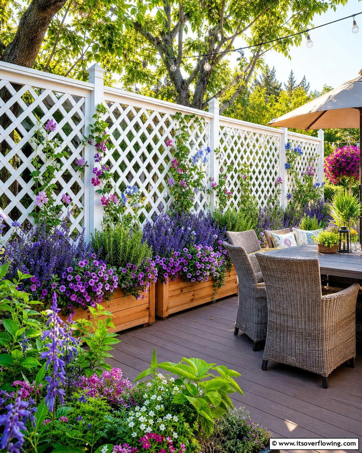 Lattice Trellis with Built in Planters - 20 Trellis Ideas for Privacy in Your Outdoor Space