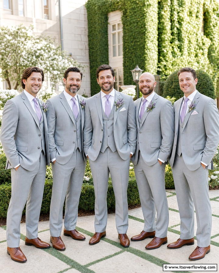 Lavender Boutonnieres - 30 Lavender Wedding Ideas for Romantic Celebrations