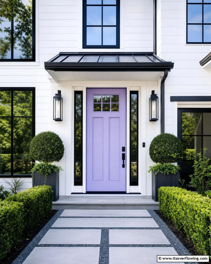Lavender Door with Black Hardware - 20 Lavender Front Door Ideas for a Welcoming Entrance