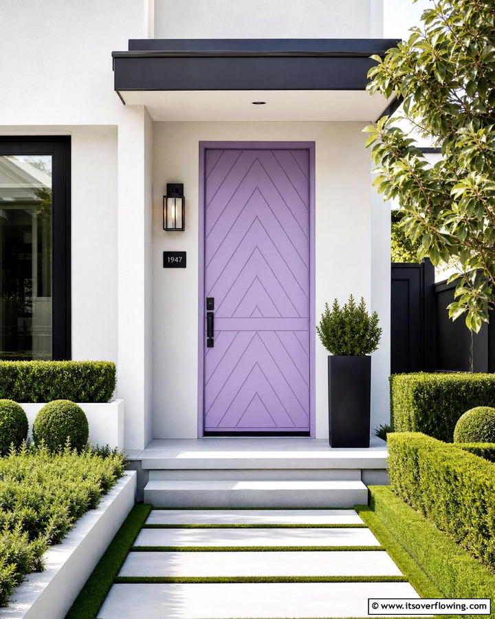 Lavender Door with Chevron Patterns - 20 Lavender Front Door Ideas for a Welcoming Entrance