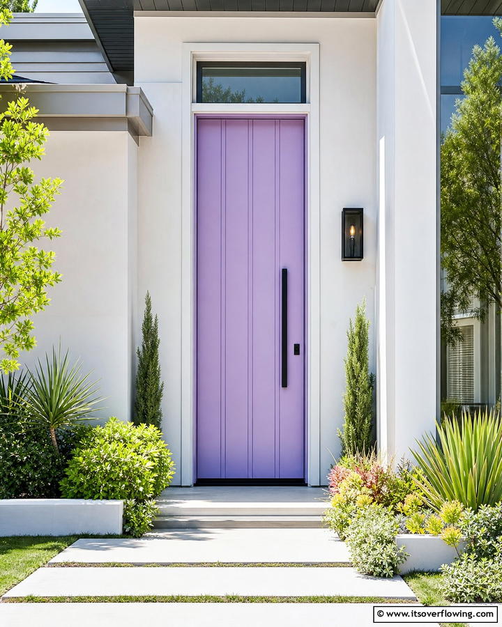 Lavender Door with Vertical Paneling - 20 Lavender Front Door Ideas for a Welcoming Entrance