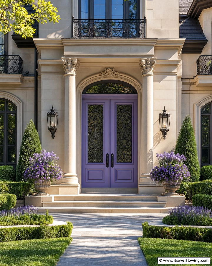 Lavender Double Doors for Grand Entrances - 20 Lavender Front Door Ideas for a Welcoming Entrance