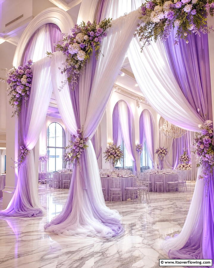 Lavender Drapery Details - 30 Lavender Wedding Ideas for Romantic Celebrations
