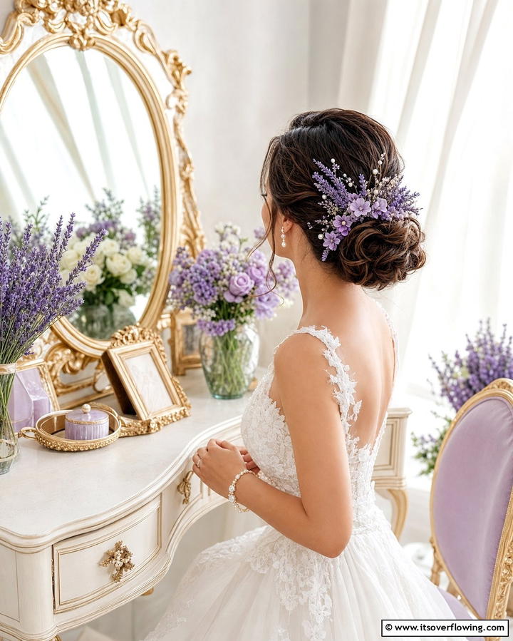 Lavender Hair Accessories - 30 Lavender Wedding Ideas for Romantic Celebrations