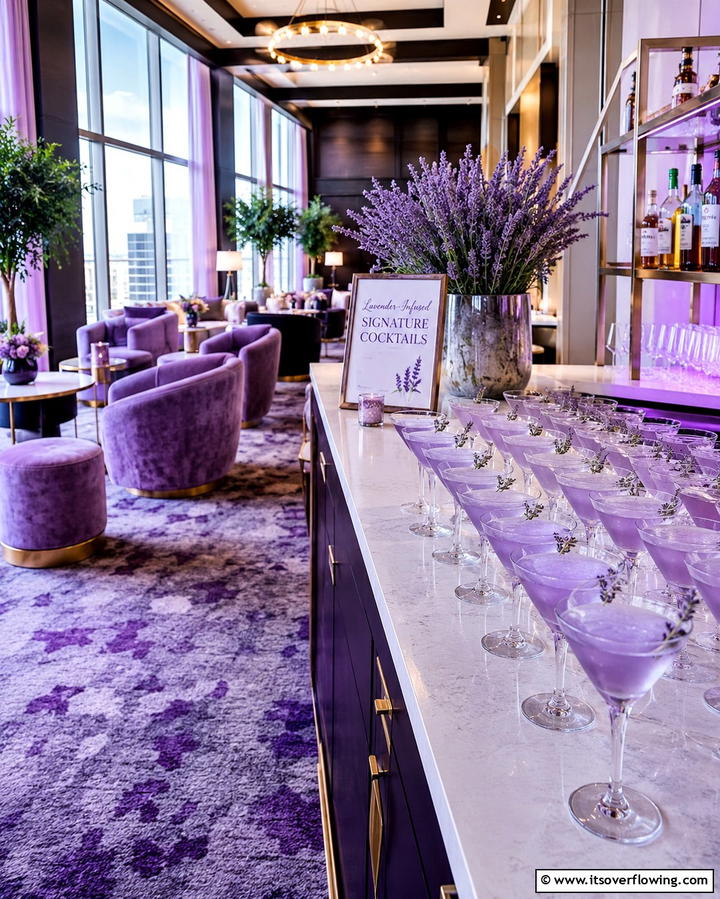 Lavender Infused Signature Cocktails - 30 Purple Wedding Theme Ideas for Regal Celebrations