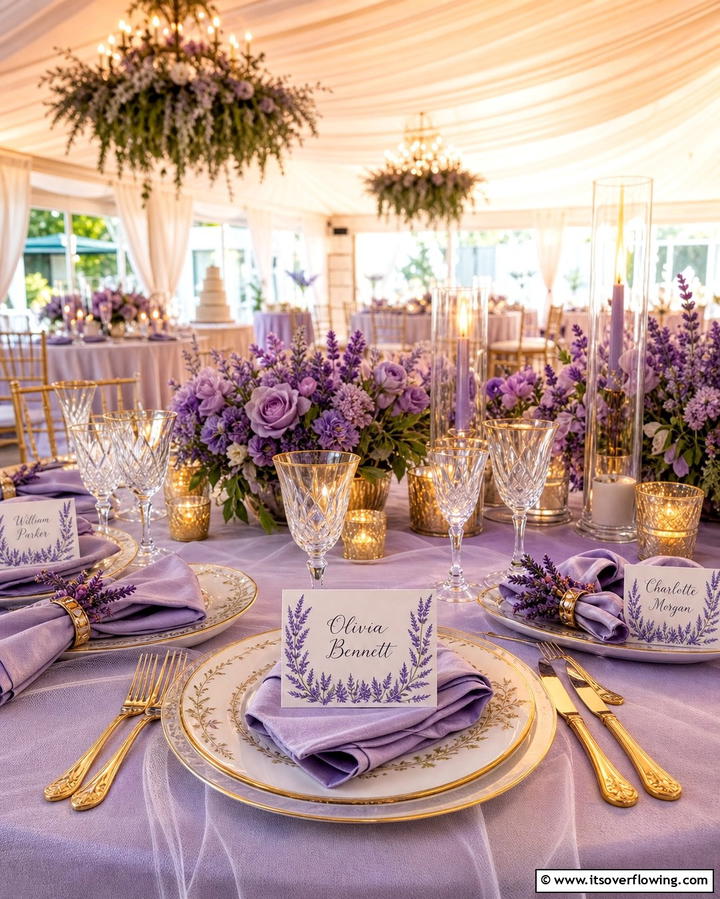 Lavender Place Cards - 30 Lavender Wedding Ideas for Romantic Celebrations
