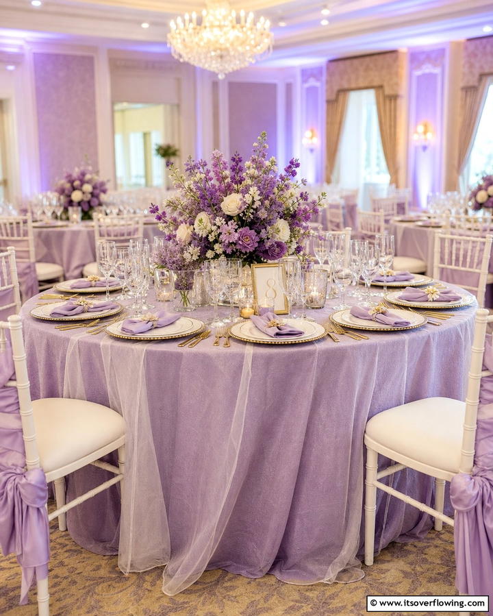 Lavender Table Linens - 30 Lavender Wedding Ideas for Romantic Celebrations