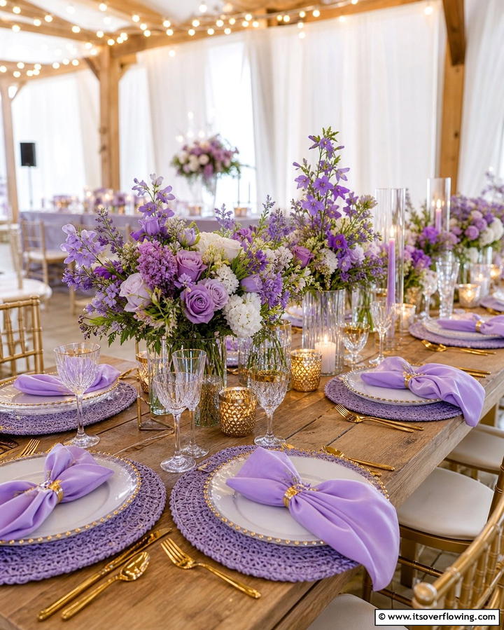 Lavender Table Settings - 30 Lavender Wedding Ideas for Romantic Celebrations