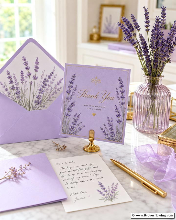 Lavender Thank You Cards - 30 Lavender Wedding Ideas for Romantic Celebrations
