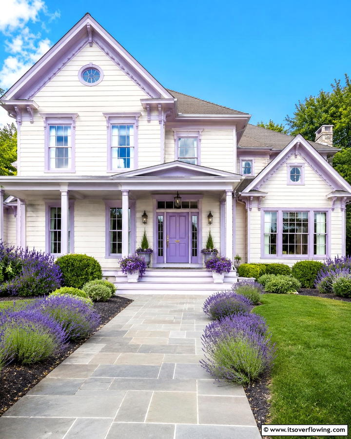 Lavender Trim Accents - 25 Purple House Exterior Ideas for a Unique Curb Appeal