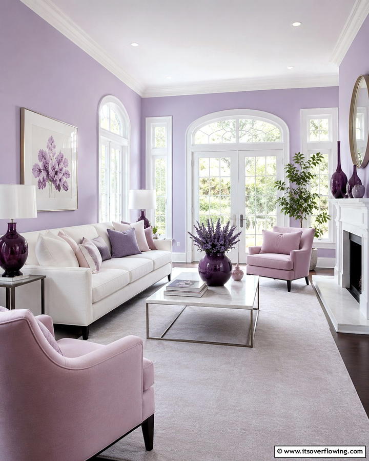 Lavender Walls for a Soothing Ambiance - 25 Purple Living Room Ideas for a Stylish Home Makeover
