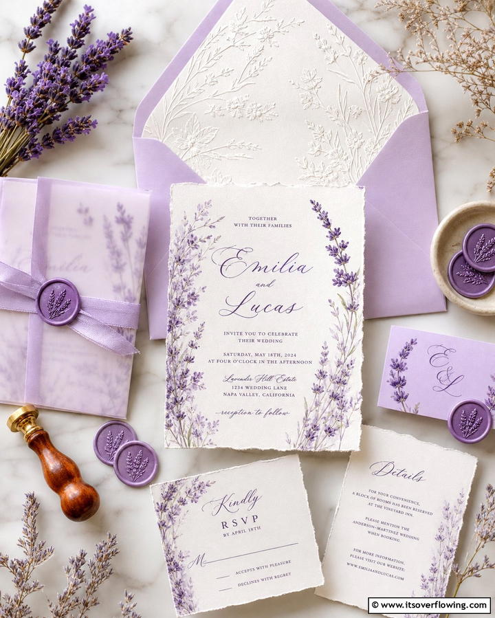Lavender Wedding Invitations - 30 Lavender Wedding Ideas for Romantic Celebrations