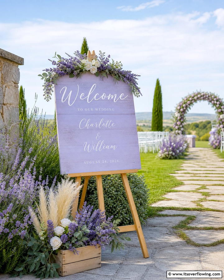 Lavender Wedding Signage - 30 Lavender Wedding Ideas for Romantic Celebrations