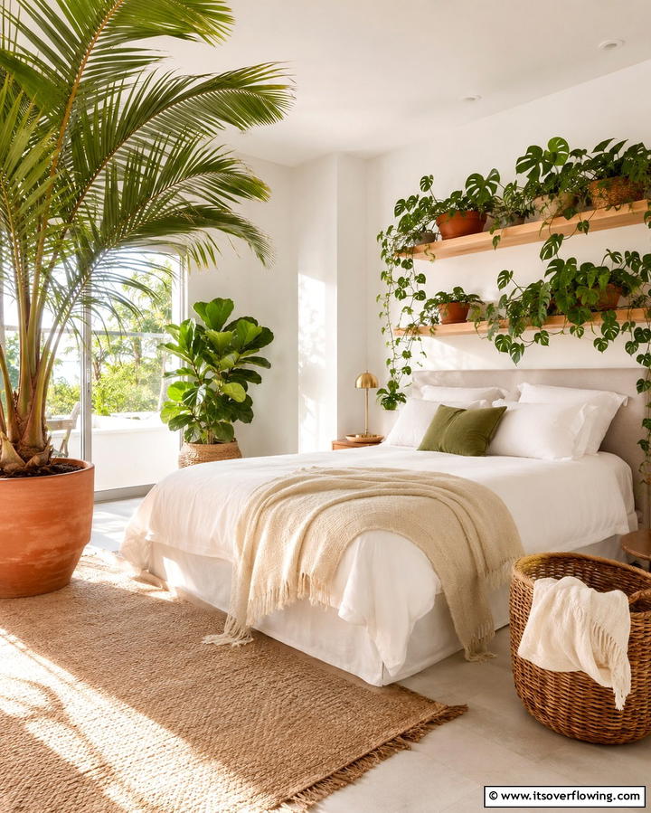 Layer Neutral and Earthy Tones - 25 Tropical Bedroom Ideas for a Relaxing Retreat