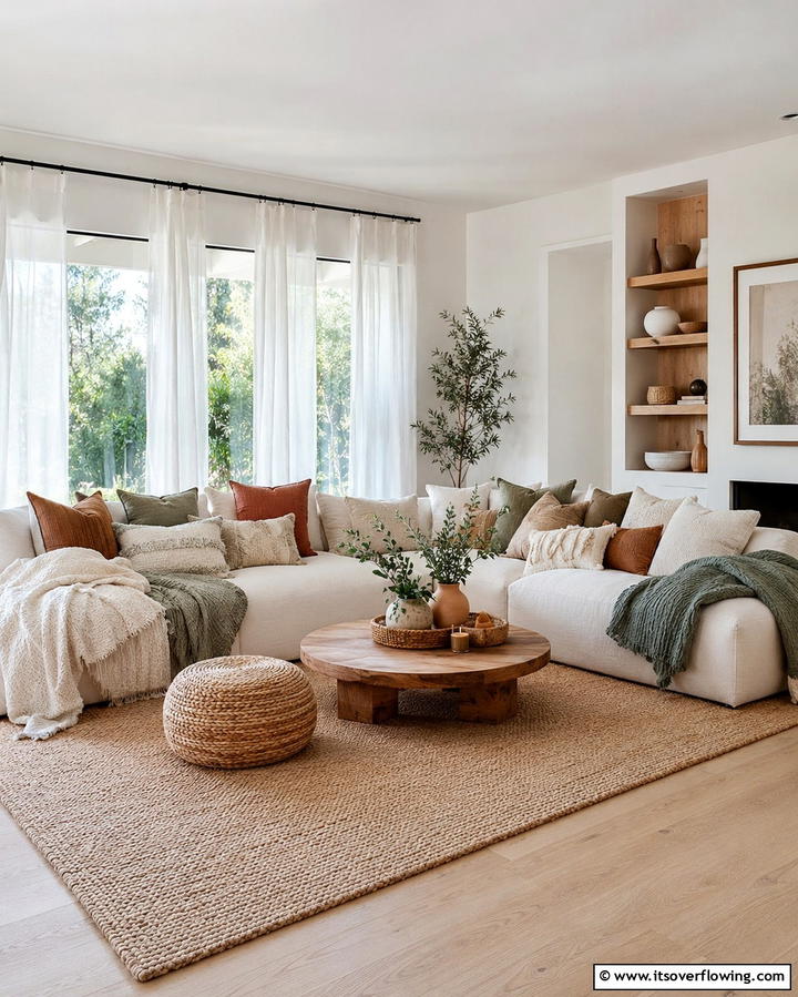 Layer Soft Textiles - 25 Organic Modern Living Room Design Ideas