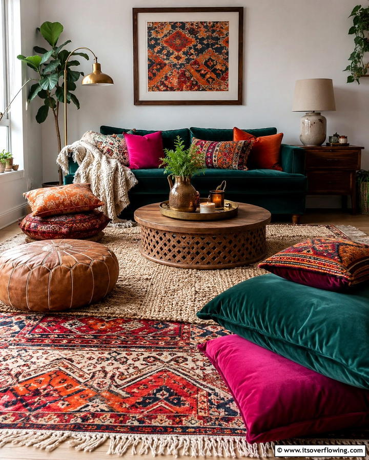 Layer Textiles for a Cozy Ambiance - 30 Eclectic Bohemian Maximalist Decor Ideas for Vibrant Homes