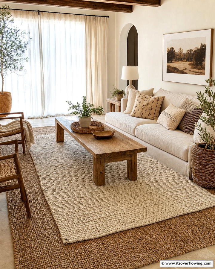 Layer with Textured Rugs - 25 Earthy Living Room Decor Ideas for a Cozy Ambiance