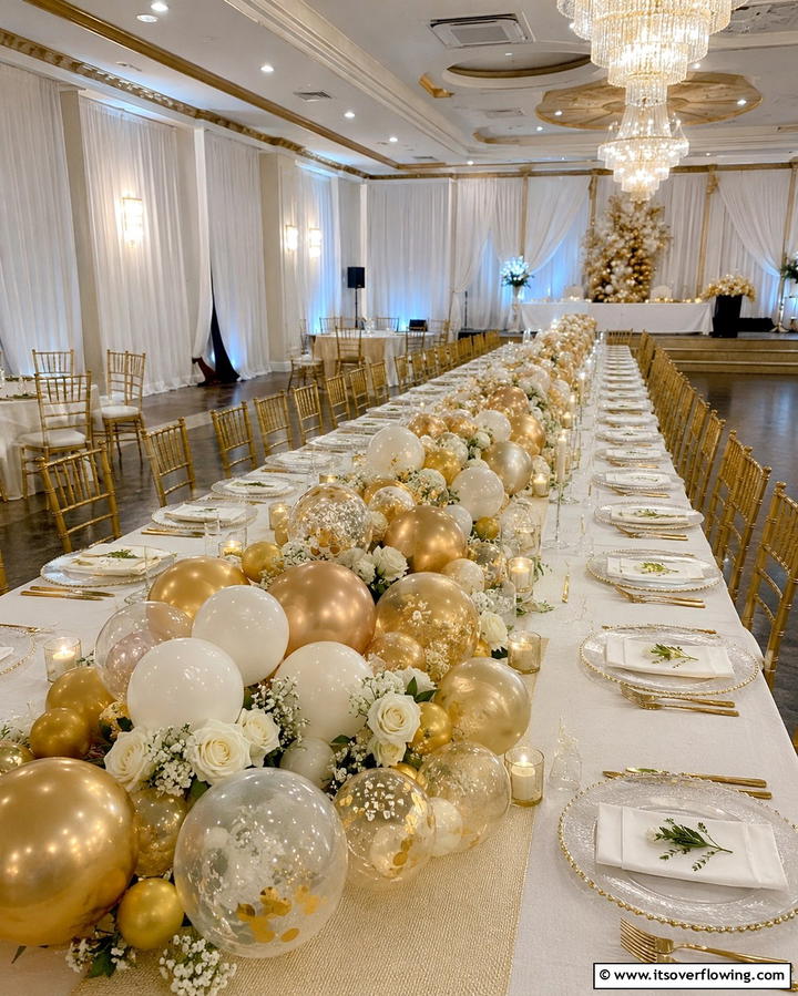 Layered Balloon Table Runner - 25 Stunning Balloon Centerpiece Ideas for Any Event