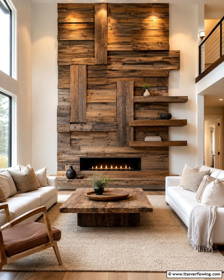 Layered Barnwood Artistry - 30 Rustic Barnwood Accent Wall Ideas to Transform Your Space