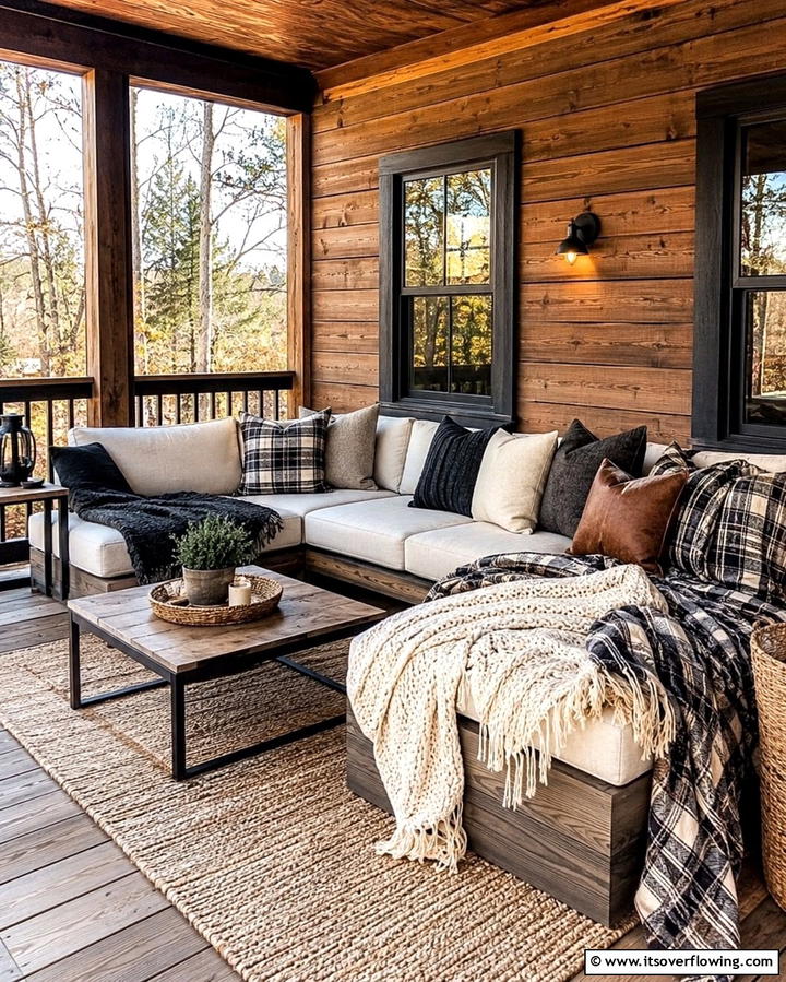 Layered Blankets and Throws - 25 Rustic Porch Ideas to Create a Cozy Outdoor Retreat