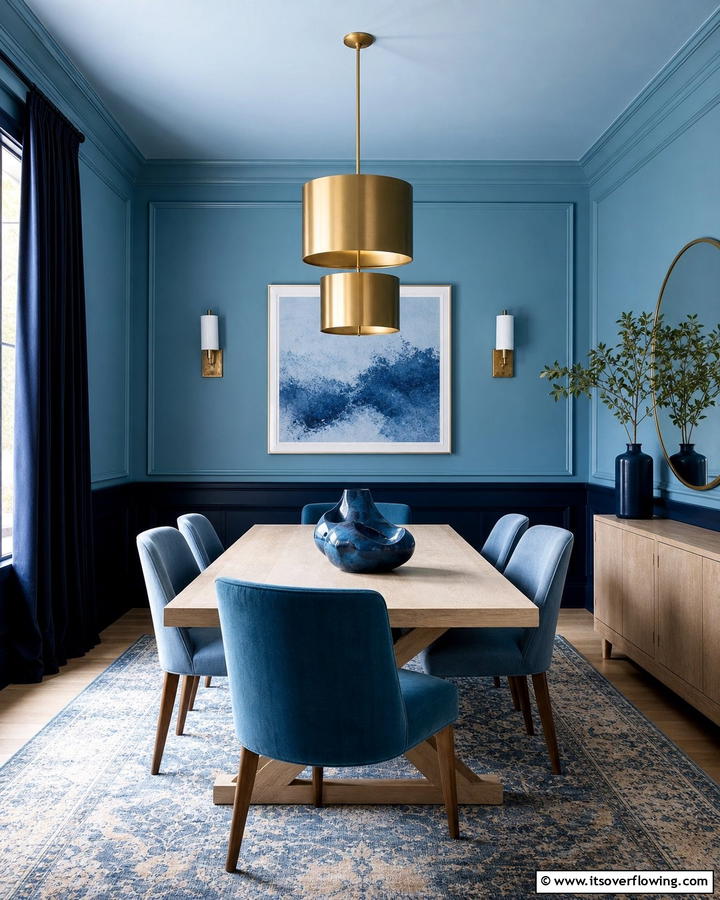 Layered Blue Hues - 21 Blue Dining Room Ideas for Calm Entertaining Spaces