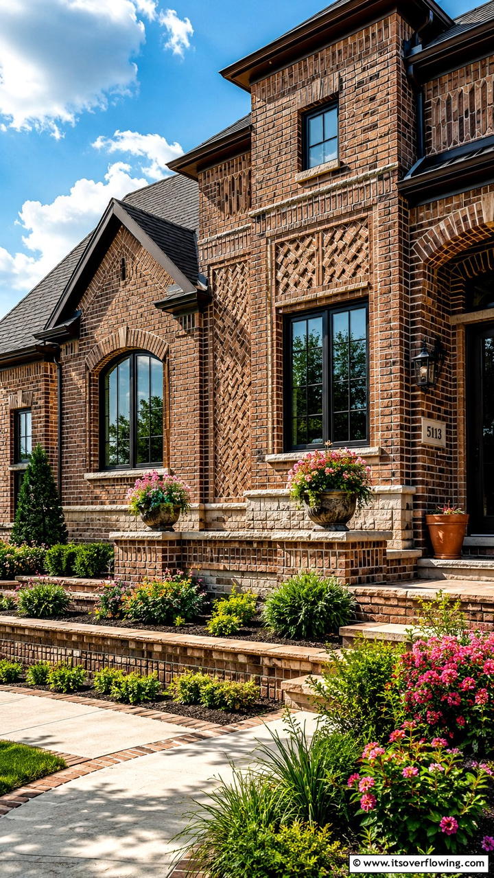 Layered Brick Textures - 30 Brown Brick Exterior Home Ideas for Timeless Curb Appeal