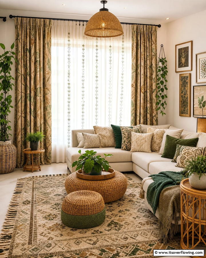 Layered Curtain Textures - 20 Boho Curtain Ideas to Enhance Your Home’s Style