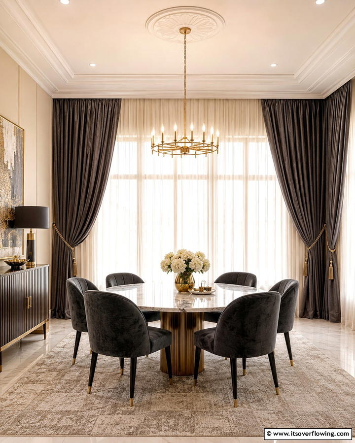 Layered Curtains for Depth - 25 Elegant Dining Room Curtain Ideas to Transform Your Space
