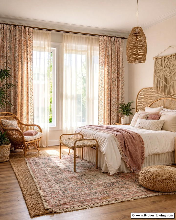 Layered Curtains - 20 Girls Boho Bedroom Ideas for a Chic and Relaxing Space