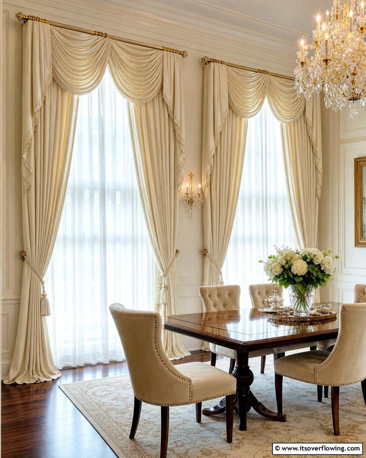Layered Drapery Dining - 21 Formal Dining Room Ideas for Sophisticated Entertaining