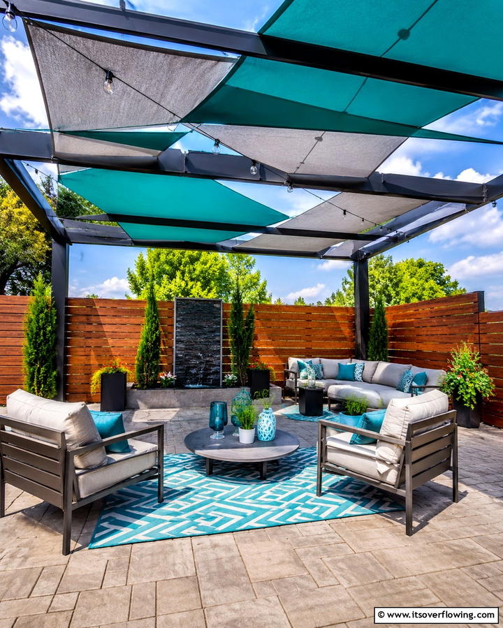 Layered Fabric Panels for Dynamic Design - 25 Pergola Shade Ideas to Transform Your Outdoor Space